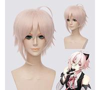 Idolish7 KUJO TENN Peluca cosplay recta corta 30 cm Fiesta de disfraces Anime Peluca de cabello sintético unisex Rosa para fiesta de Navidad
