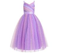 IDOPIP La Niña de las Flores Princesa Vestido Largo Plisado para Boda Dama de Honor Vestido de Baile con Bordado Floral, Encaje Elegante Cuello en V, 6-7 Años