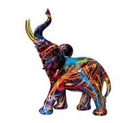 IDORTYBB - Estatua de elefante con grafiti, escultura art stica colorida de resina, decoraci n para el hogar, sala de estar, dormitorio, estanter