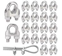 Idota 20 Abrazaderas para Cable Acero M4, Clips de Cuerda de Cable, Adecuado para Alambre de Ø 4 mm