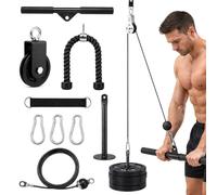 Idota Cuerda de fitness, tracción de cable con cuerda de tríceps y barra recta, sistema de polea para entrenamiento de bíceps y tríceps