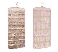 Idota Organizador de joyas colgante grande, de doble cara, con gancho de metal giratorio 360°, organizador de cadenas para puerta, armario/pared (rosa)