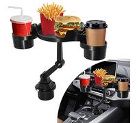 Idota Soporte para bebidas para coche, mesa con soporte para teléfono móvil, soporte para bebidas 3 en 1, extensión de coche, soporte para vasos ajustable a 360°, mesa multifunción con alfombrilla