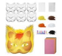 idqwsswt Para Máscara de gato hecha a mano para regalo de fiesta, kit bricolaje con forma gato, Para máscara media cara en Para blanco con dibujo animal, grafiti papel, tipo+4
