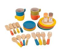 idqwsswt Platos y Platos de para Madera para Jugar en la Cocina. Emocionantes oportunidades de Juego con Elementos Esenciales para la diversión imaginativa.