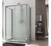 Idralite Mampara de Ducha 3 Lados 90x100x90 CM H185 Transparente Mod. Replay Trio 1 Hoja