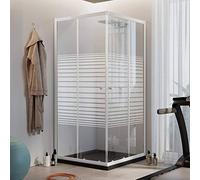 Idralite Mampara de Ducha Cuadrado 75x75 CM H185 Blanco Vidrio Serigrafiado Mod. Blanc