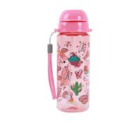 I-Drink Botella de agua 400 ml para niños con diseños inferiores con pajita, sin BPA, botella reciclable (UNICORN)