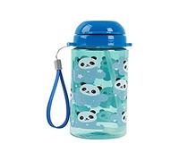 I-Drink Botella de agua 400 ml para niños con diseños inferiores con pajita, sin BPA, botella reciclable (PANDA)