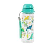 I-Drink Botella de agua 400 ml para niños con diseños inferiores con pajita, sin BPA, botella reciclable (DINO)