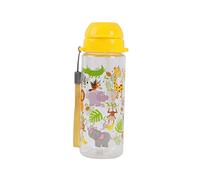 I-Drink Botella de agua 400 ml para niños con diseños inferiores con pajita, sin BPA, botella reciclable (ANIMALS)