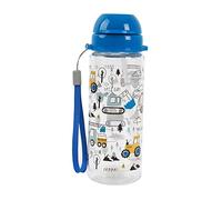 I-Drink Botella de agua 400 ml para niños con diseños inferiores con pajita, sin BPA, botella reciclable (TRUCK)
