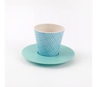 IDRINK® - Juego de taza, platillo y cuchara de RPET | Excelente regalo ecológico Capacidad 90 mililitros 7 x 7 x 7 centímetros (LINE)