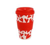 IDRINK®- Taza de café de RPET con tapa de silicona de apertura, fácil de llevar Taza de 435 ml para llevar de plástico reciclado 8,7 x 8,7 x 15 cm ergonómica 435 ml (FOLLOW YOUR HEART)