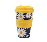 IDRINK®- Taza de café de RPET con tapa de silicona de apertura, fácil de llevar Taza de 435 ml para llevar de plástico reciclado 8,7 x 8,7 x 15 cm ergonómica 435 ml (DAISY)
