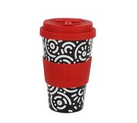 IDRINK®- Taza de café de RPET con tapa de silicona de apertura, fácil de llevar Taza de 435 ml para llevar de plástico reciclado 8,7 x 8,7 x 15 cm ergonómica 435 ml (GEOMETRIC)