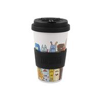IDRINK®- Taza de café de RPET con tapa de silicona de apertura, fácil de llevar Taza de 435 ml para llevar de plástico reciclado 8,7 x 8,7 x 15 cm ergonómica 435 ml (STAY PAWSITIVE)