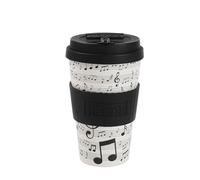 IDRINK®- Taza de café de RPET con tapa de silicona de apertura, fácil de llevar Taza de 435 ml para llevar de plástico reciclado 8,7 x 8,7 x 15 cm ergonómica 435 ml (MUSIC)