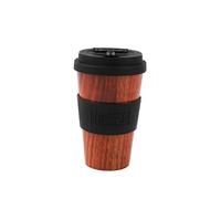 IDRINK®- Taza de café de RPET con tapa de silicona de apertura, fácil de llevar Taza de 435 ml para llevar de plástico reciclado 8,7 x 8,7 x 15 cm ergonómica 435 ml (WOOD)