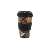IDRINK®- Taza de café de RPET con tapa de silicona de apertura, fácil de llevar Taza de 435 ml para llevar de plástico reciclado 8,7 x 8,7 x 15 cm ergonómica 435 ml (NATURE)