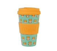 IDRINK®- Taza de café de RPET con tapa de silicona de apertura, fácil de llevar Taza de 435 ml para llevar de plástico reciclado 8,7 x 8,7 x 15 cm ergonómica 435 ml (SHIBA)