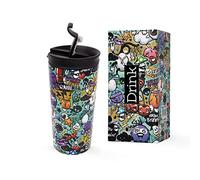 IDRINK - Taza térmica de acero de doble pared 350 ml decorada (Graffiti)