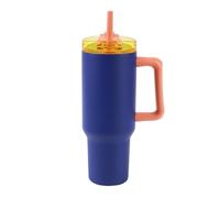IDRINK - Vaso térmico de viaje, 1,2 l, con asa y pajita (azul)