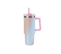 IDRINK - Vaso térmico de viaje, 1,2 l, con asa y pajita (macaron)