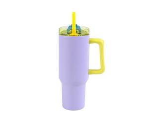 IDRINK - Vaso térmico de viaje, 1,2 l, con asa y pajita (morado)