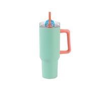 IDRINK - Vaso térmico de viaje, 1,2 l, con asa y pajita (verde agua)