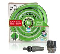 Idroeasy, Manguera Jardin Extensible 7 Metros 1/2'' - Kit Completo con Lanza, Manguera Extensible 3x Ligera, Anti-Nudos y Atóxica con 2 Conectores Rápidos, 100% Made in Italy