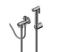 Idrospania, conjunto higiénico de un agua ducha -bidet, con válvula de doble salida, flexible INOX. Latón cromado