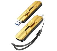 iDsonix Unidad Flash USB 512 GB, SSD Externa, hasta 1073 MB/s, con Doble USB A 3.2 y Tipo C, diseño Push-Pull y aleación, Memoria USB portátil para iPhone 17/16/15/PS5/teléfono Android/Mac/Windows