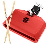 IDSWorld Jam Drum Block Latin Percussion - Soporte ajustable para instrumentos musicales de plástico rojo con baquetas de arce A5 (BR-BL-PER-STK-2)