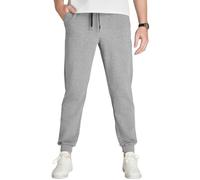 Idtswch Pantalones deportivos de 34/36/38/40 para hombre, de tiro largo, con bolsillos con cremallera, Gris,claro, Medium