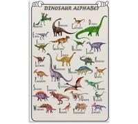 IDUTQUMW Dinosaur Alphabet Poster for Kids - Learn ABCs with 26 Prehistoric Dinosaurs & Names - Colorful Educational Wall Art for Nursery, Classroom, Playroom Decor(Framed,16x24inch(40x60cm))