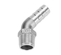 IDUTQUMW Stainless Steel Cast Pipe Fitting, 45 Degree Elbow Connector, 1/4" 3/8" 1/2" 3/4" 1" 1-1/4" Male To 6mm 8 10 15 20 25 32mm Hose Elbow Stainless Steel Pipe Fitting, 1PCS(304 DN15*20MM)