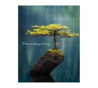 IDUTQUMW Zen Inspiration Wall Art - Bonsai Tree Print with There Is Always a Way Quote, Calming Motivational Decor for Any Room(Unframed,08x12inch(20x30cm))