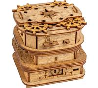Cluebox, Un juego de escape en una caja, el cofre de Davy Jones, rompecabezas 3D de madera cada de regalo, caja de trucos