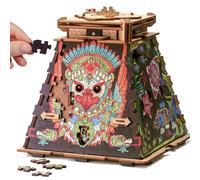 iDventure CluePuzzle Pirámide de Sol - Caja de puzle con Rompecabezas Jigsaw - Juego de Escape Room - Caja de Regalo - Cofre del Tesoro - Rompecabezas de Madera 3D - Caja de Rompecabezas secuencial