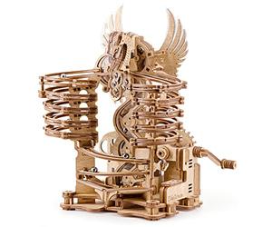 iDventure DIY Tobogán para Canicas de Madera Dragón - Rompecabezas de Madera Mecánico 3D - Engranaje mecánico de manivela - Kit de Construcción de Maquetas con 260 Piezas y 15 canicas