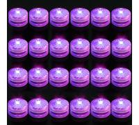 idyl light Velas LED Sumergibles, [24 PC] Luces de Té sin Llama, Velas Led Eléctricas con Pilas para Día de San Valentín, Halloween, Navidad, Decoración de Cumpleaños - Morado