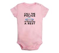iDzn Call The Police I'm Resisting A Rest - Mamelucos divertidos para recién nacidos, monos para bebés, de manga corta, trajes de una pieza, rosa, 0-6 meses