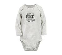 iDzn Enterizos divertidos de una pieza para recién nacido, con texto en inglés "Born to Rock Just Like My Daddy", Gris tipo A, 0-6 meses