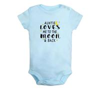 iDzn My Auntie Loves Me To The Moon and Back - Mamelucos divertidos para recién nacidos, monos para bebés, de manga corta, trajes de una pieza, azul, 0-6 meses