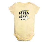 iDzn My Auntie Loves Me To The Moon - Mamelucos divertidos para recién nacidos, monos para bebés, de manga corta, trajes de una pieza, amarillo, 0-6 meses