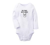 iDzn My First Rock Shirt - Mameluco divertido para bebé recién nacido, trajes largos de una pieza, blanco, 0-6 meses