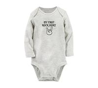 iDzn My First Rock Shirt - Mameluco divertido para bebé recién nacido, trajes largos de una pieza, gris, 0-6 meses