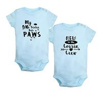 iDzn Paquete de 2, New to the Cousin Crew & My Big Sister Has Paws Peleles divertidos, monos para bebés recién nacidos, monos para bebés, trajes de una pieza para bebés