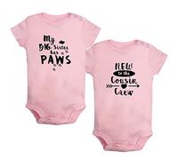 iDzn Paquete de 2, New to the Cousin Crew & My Big Sister Has Paws Peleles divertidos, monos para bebés recién nacidos, monos para bebés, trajes de una pieza para bebés